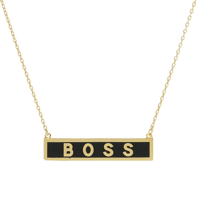 Gold Plated Mini Bar BOSS Necklace