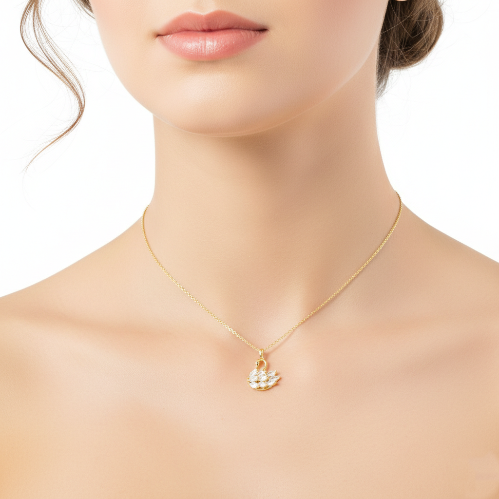 Elegant Crystal Swan Pendant Necklace