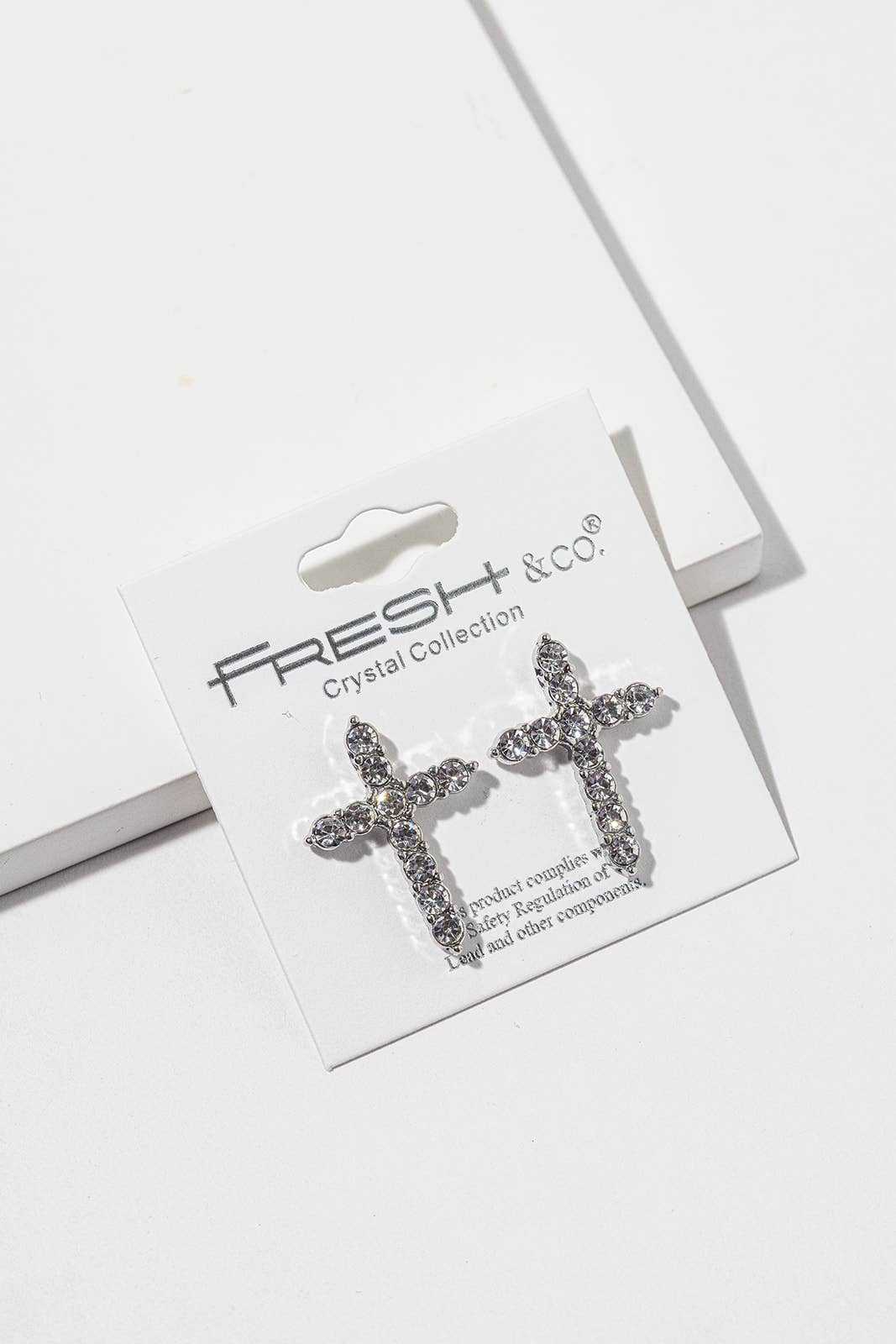 Big Crystal Cross Stud Earrings – Bold Round-Crystal Cross,