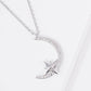 Gold North Star Moon Pendant Necklace