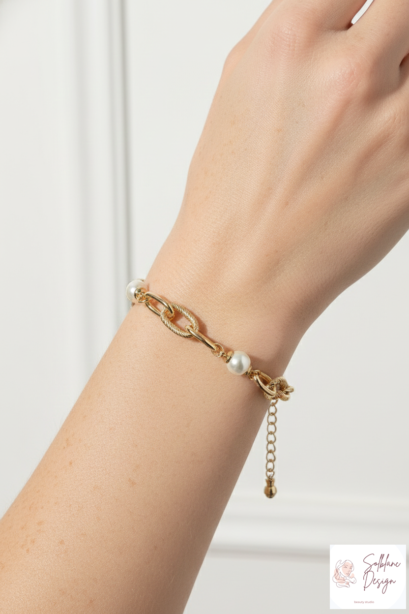 Pearl & Mixed-Link Chain Bracelet with Magnetic Clasp