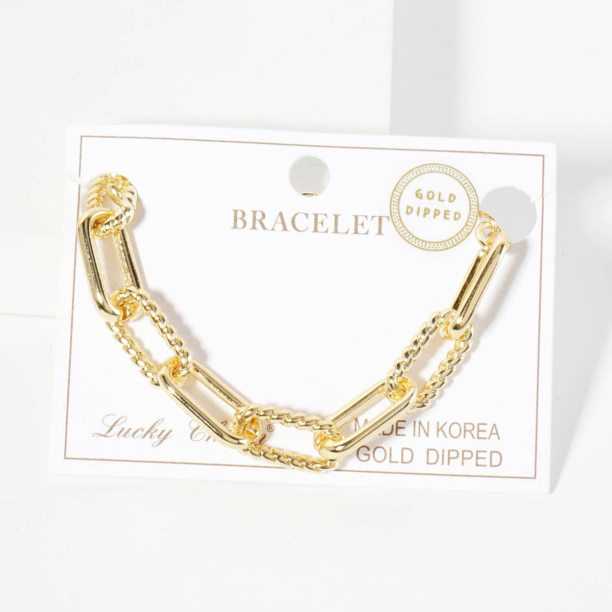 Mixed Texture Paperclip & Rope Chain Bracelet