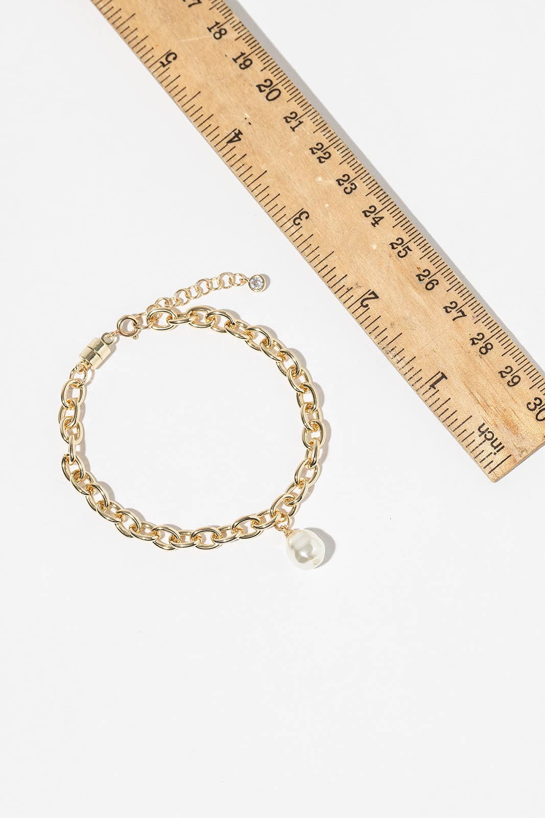 Magnetic Clasp Chunky Link Bracelet with Pearl Charm