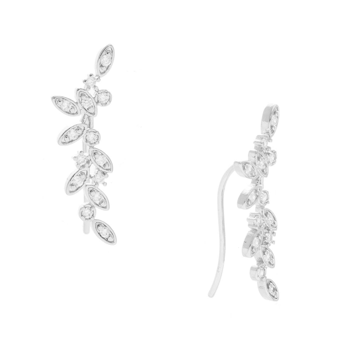 Cubic Zirconia Leaf Vine Ear Crawlers