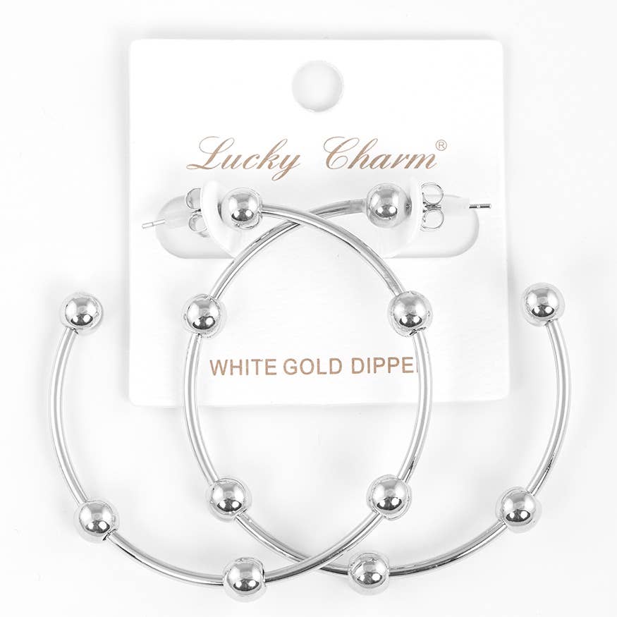 Gold Plated Ball Beaded Hoop Earrings