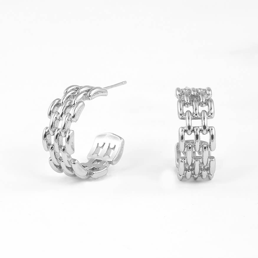 Gold Plated Chain Link Hoop Earrings
