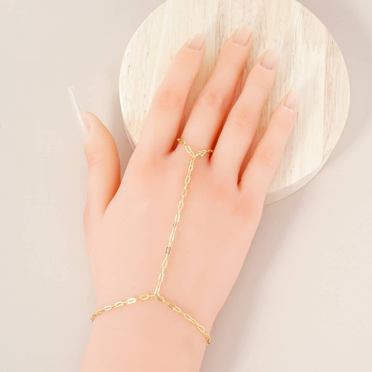 4mm Link-Chain 18K-Gold-Dipped Brass Hand-Chain Bracelet