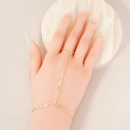 4mm Link-Chain 18K-Gold-Dipped Brass Hand-Chain Bracelet