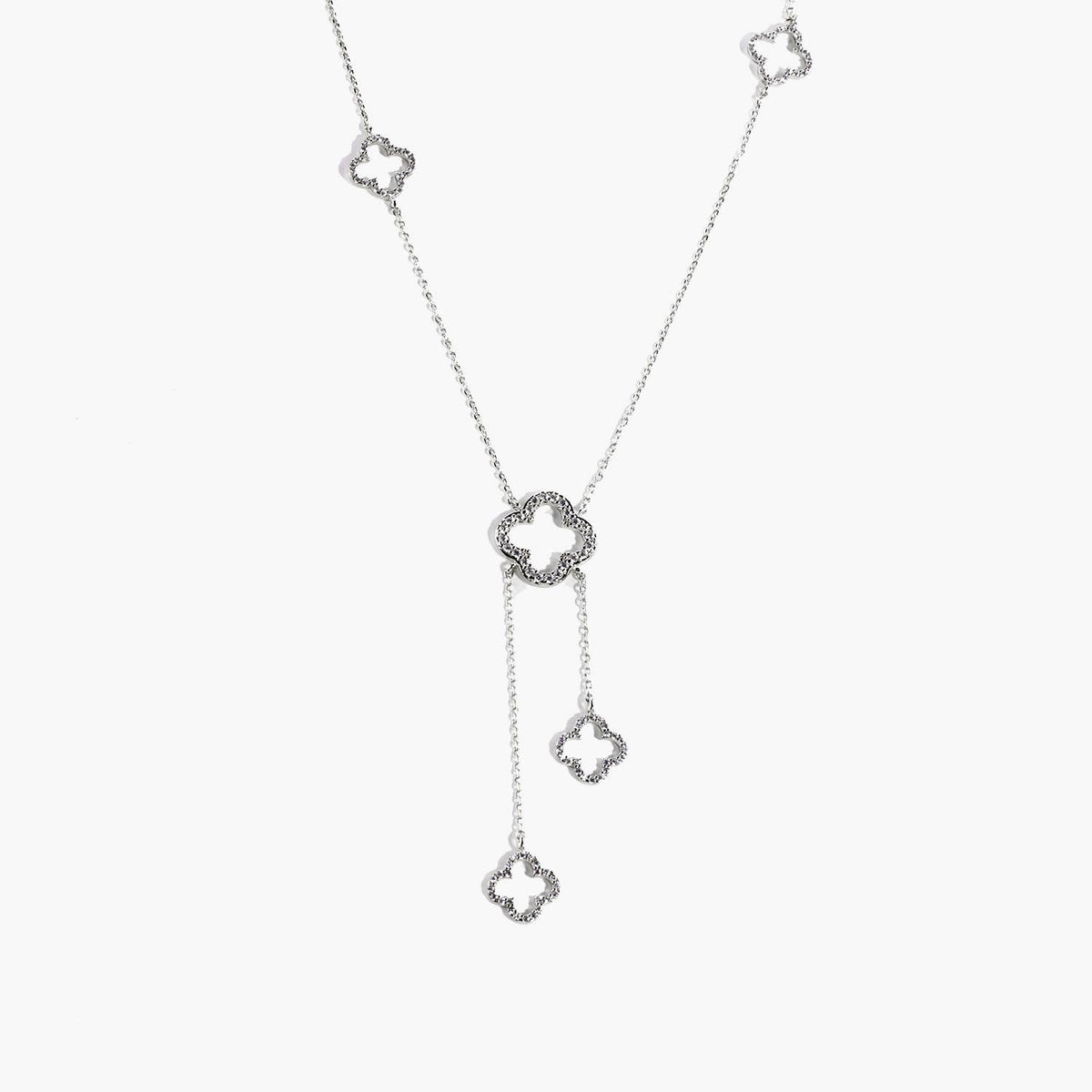 Minimalist Pave Clover Y-Necklace