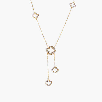 Minimalist Pave Clover Y-Necklace
