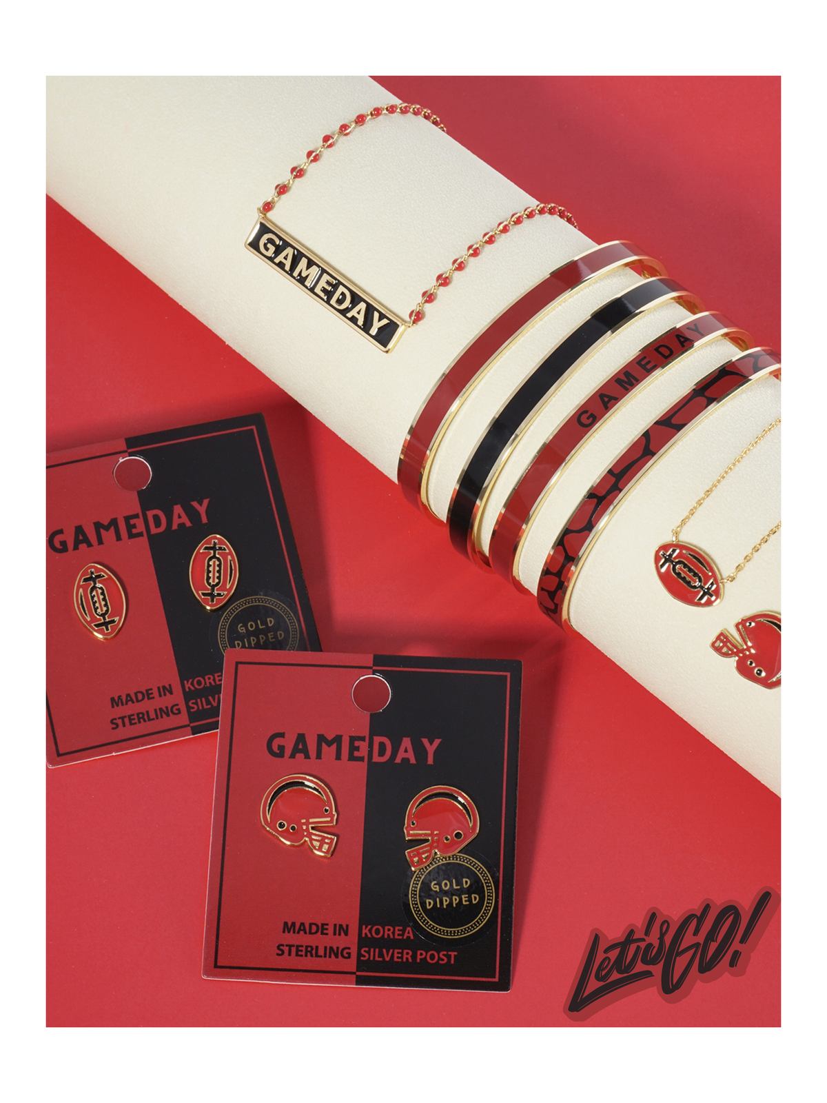 18K GOLD DIPPED ENAMEL COLOR GAME DAY CUFF BRACELET