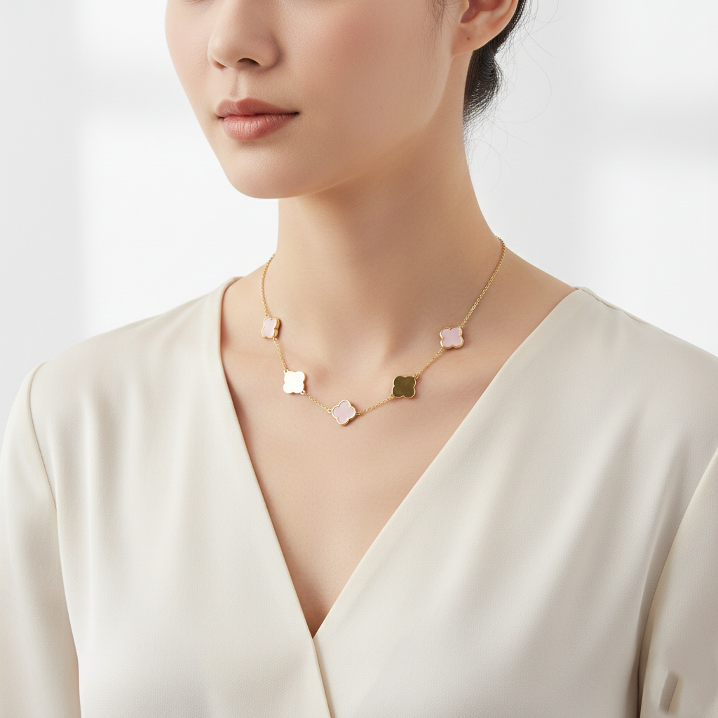 Lucky Clover 5-Motif Station Necklace