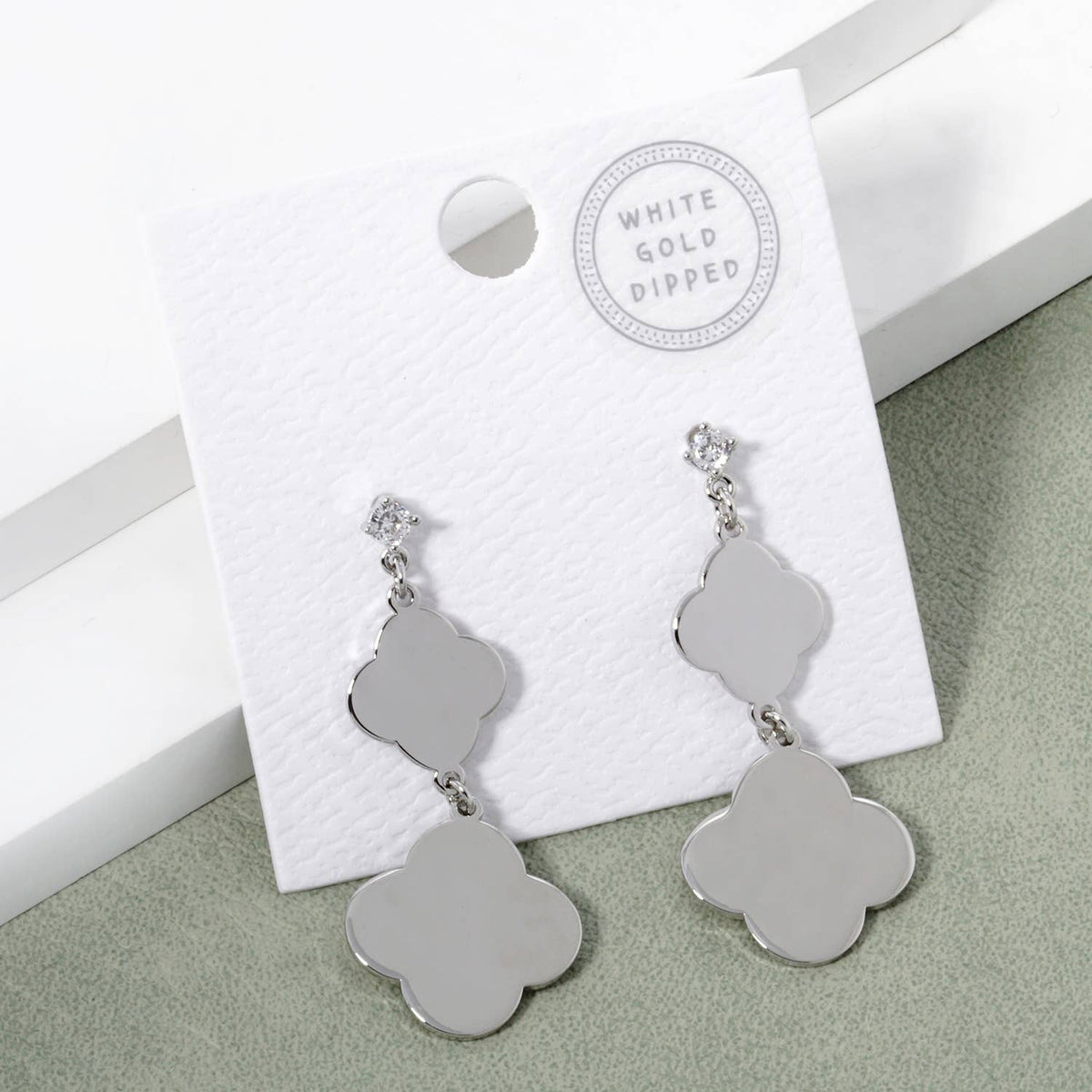Dainty Clover Triple Station Drop Earrings