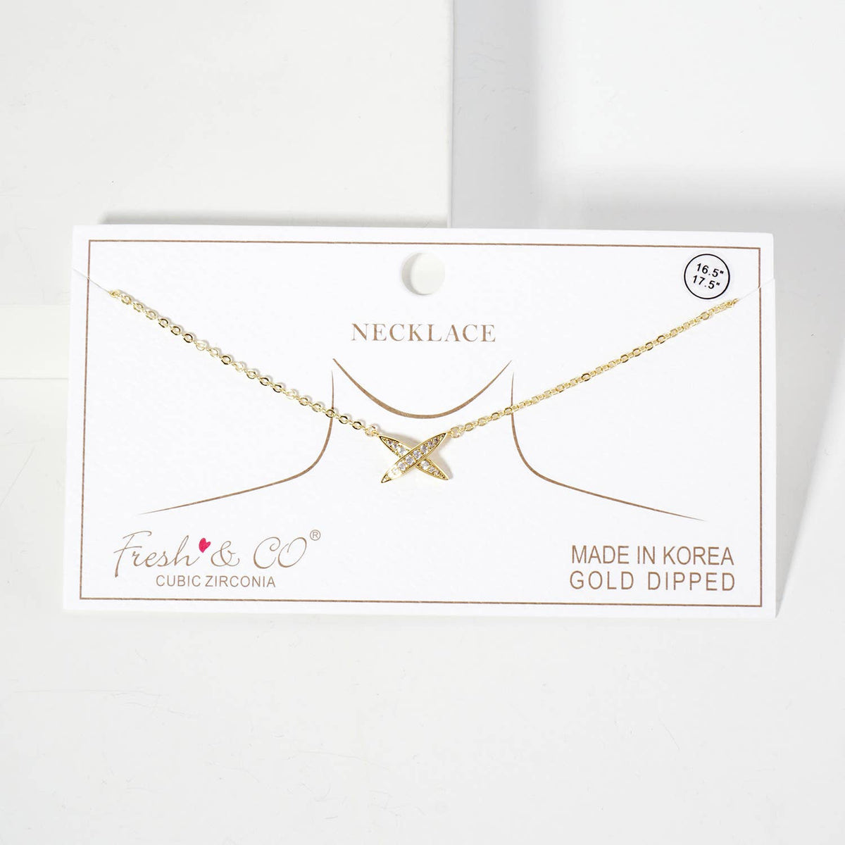 X-Shaped Pendant 18K-Gold-Dipped Brass Necklace
