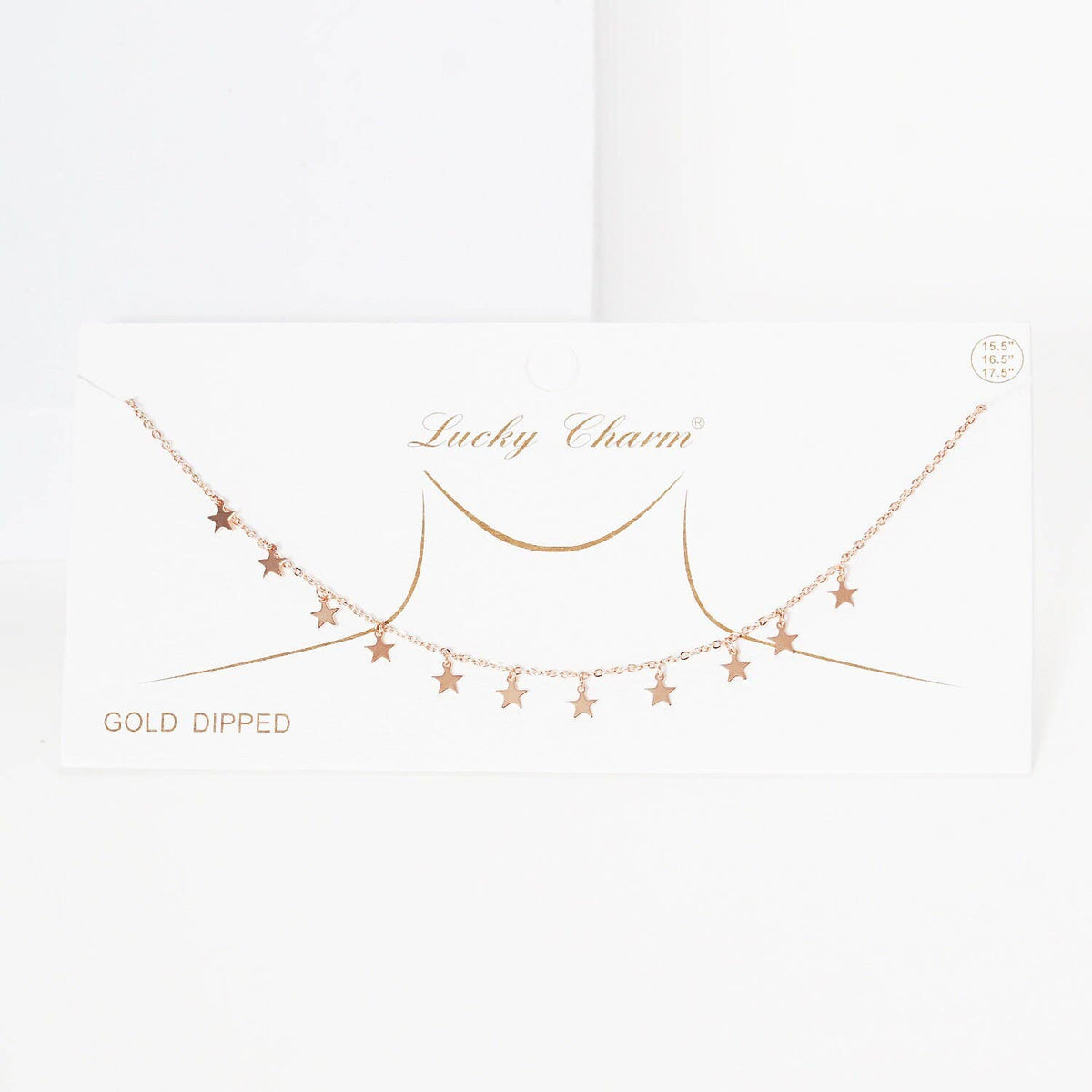 Gold Plated Chain w/ Dangling Stars Necklace