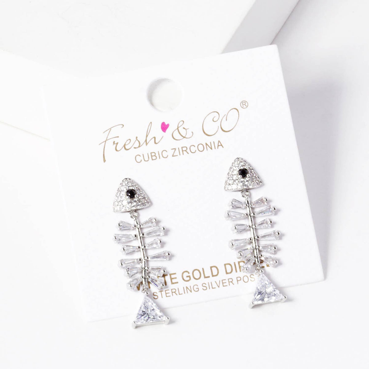 Sparkle Fish Bone Dangle Earrings
