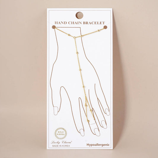 18K-Gold-Dipped Brass Satellite Hand-Chain Bracelet