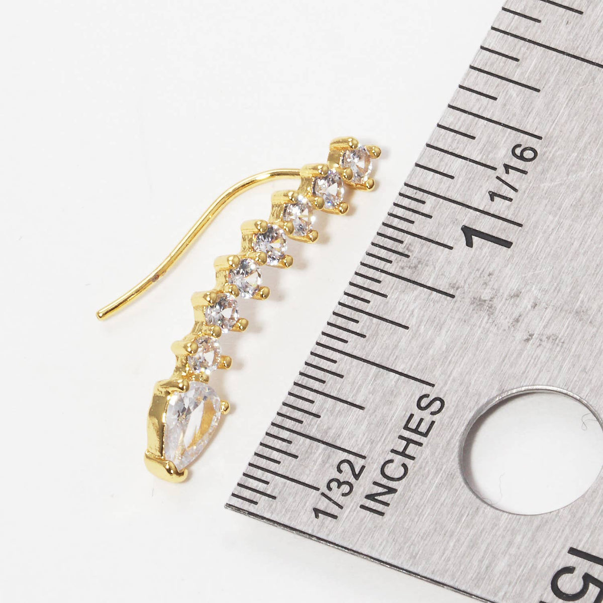 Crystal Teardrop Ear Crawler Climber Earrings