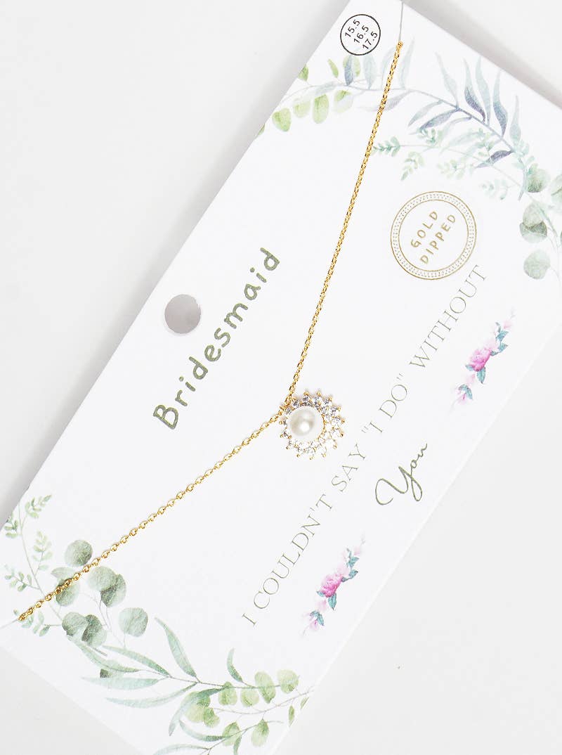 Bridesmaid Pearl & Crystal Sunburst Pendant Necklace