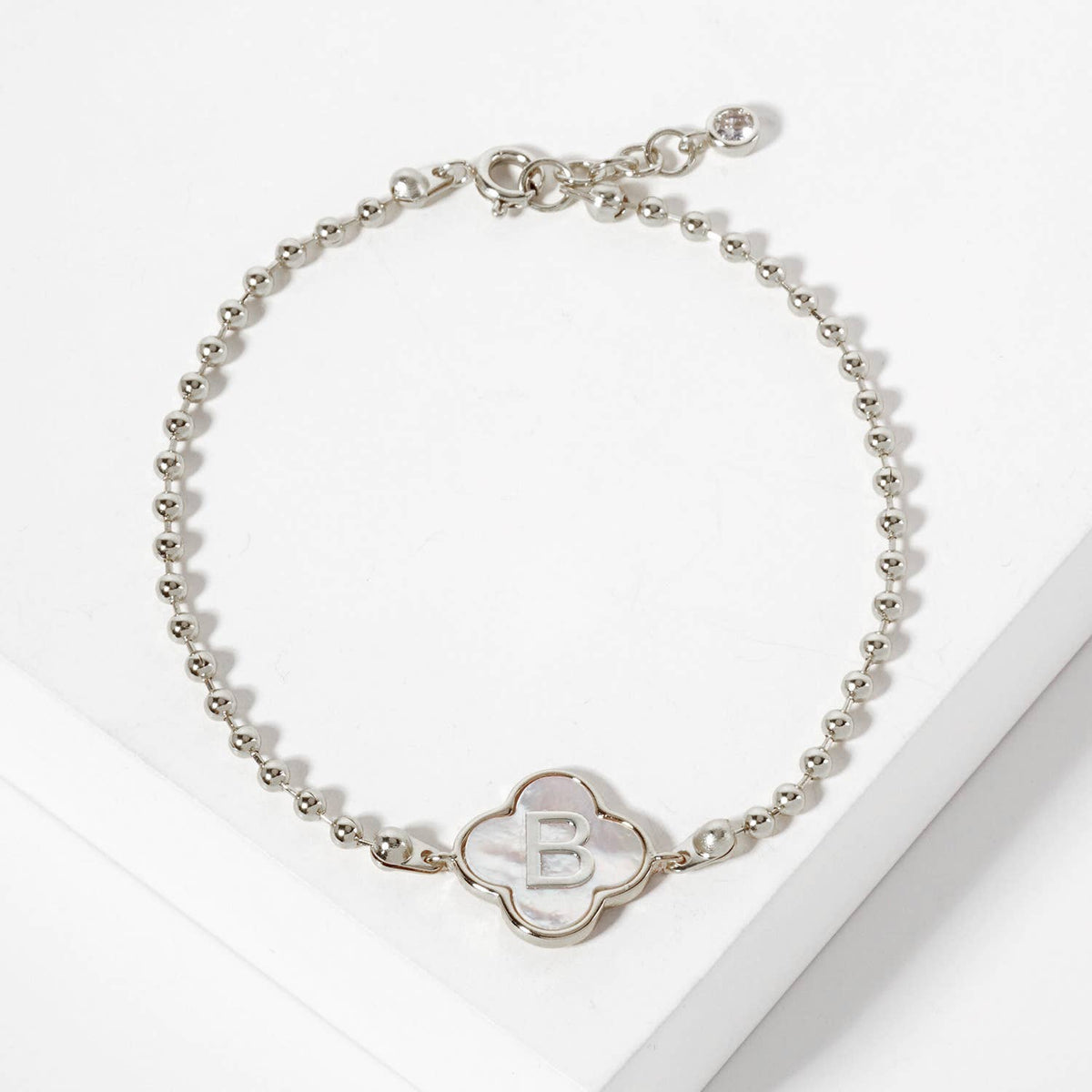 Dainty Gold Dipped Initial Clover Bracelet