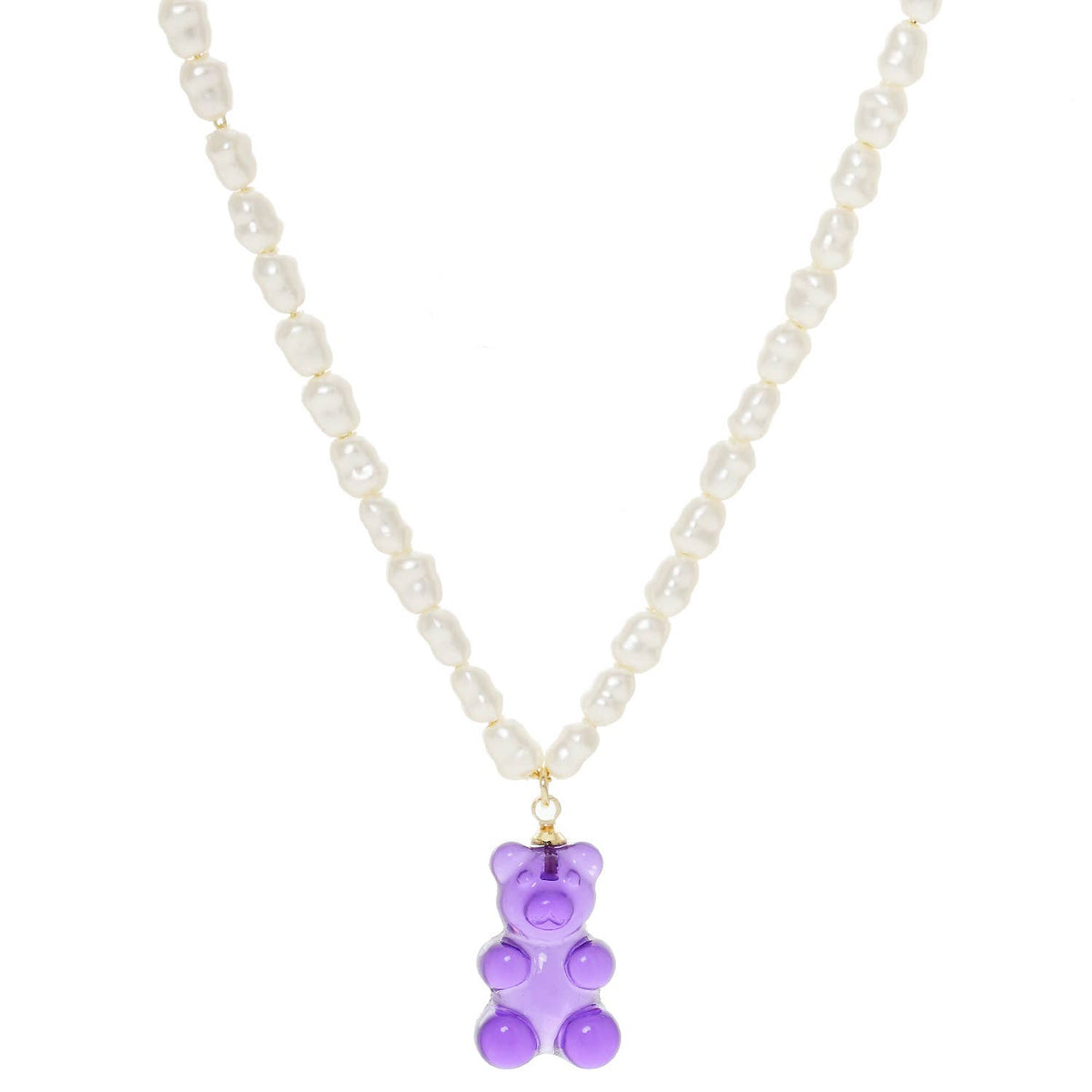 Multicolor Beaded Gummy Bear Pearl Necklace