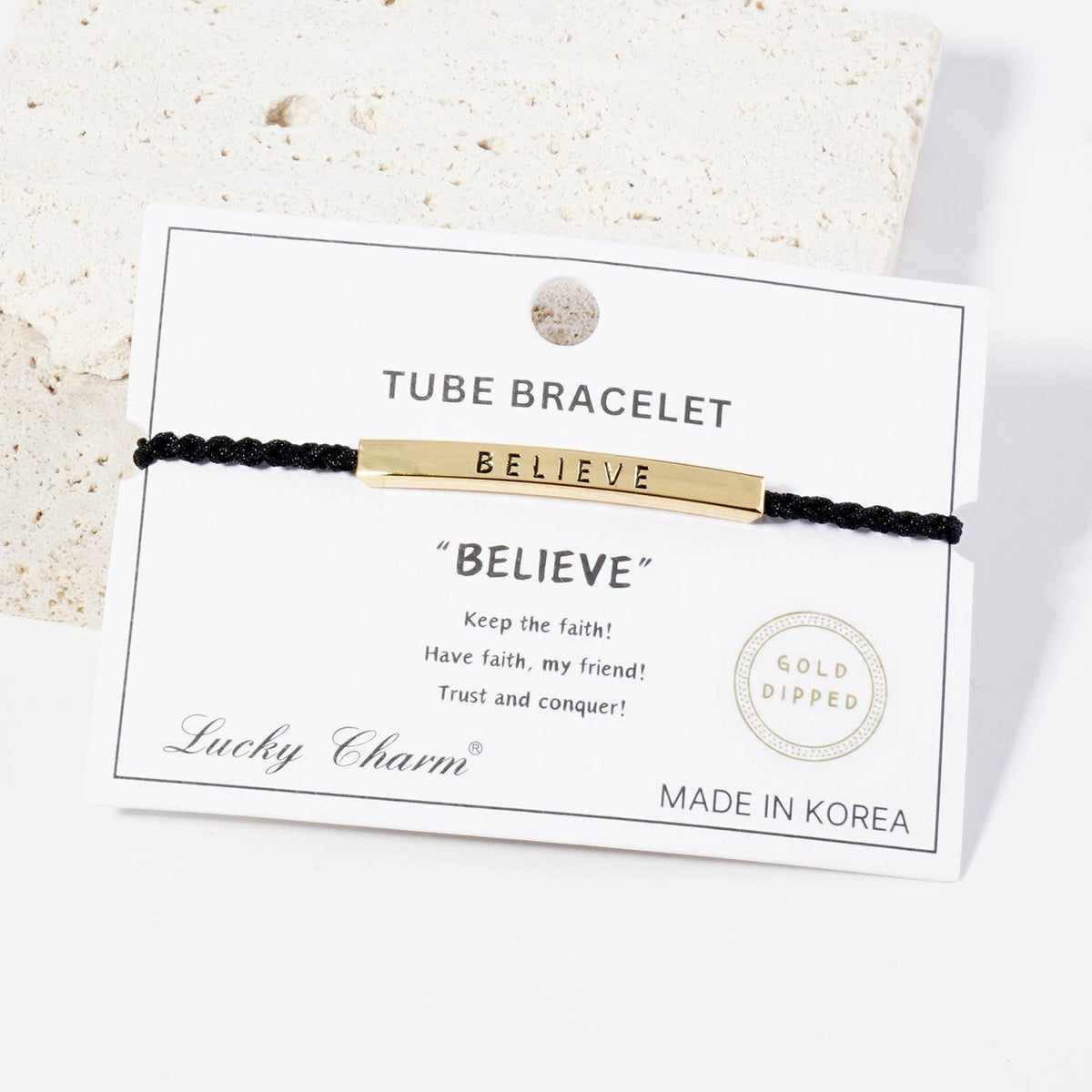 Inspirational Messages "Believe" Tube Bar Bracelet
