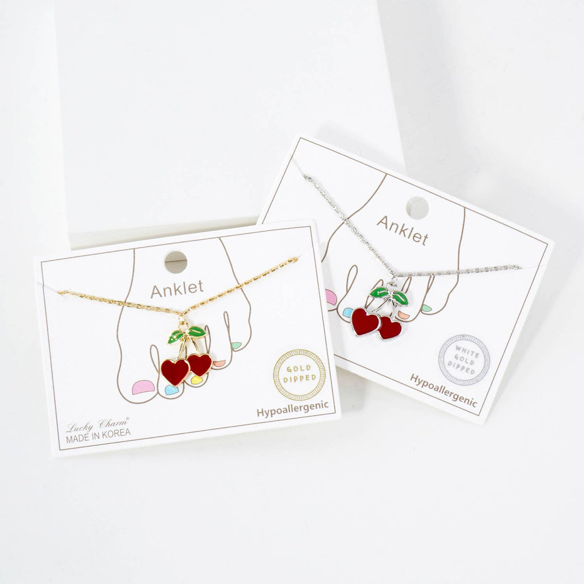 Enamel Heart-Cherry Dainty Anklet