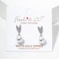 18K Gold Dipped Glass Pearl Drop CZ Pave Heart Post Earrings