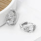 4-PRONG OVAL CUBIC ZIRCONIA BUTTERFLY 13MM HUGGIE HOOP EARRI