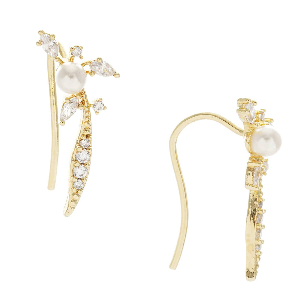 Pearl & Cubic Zirconia Ear Crawlers