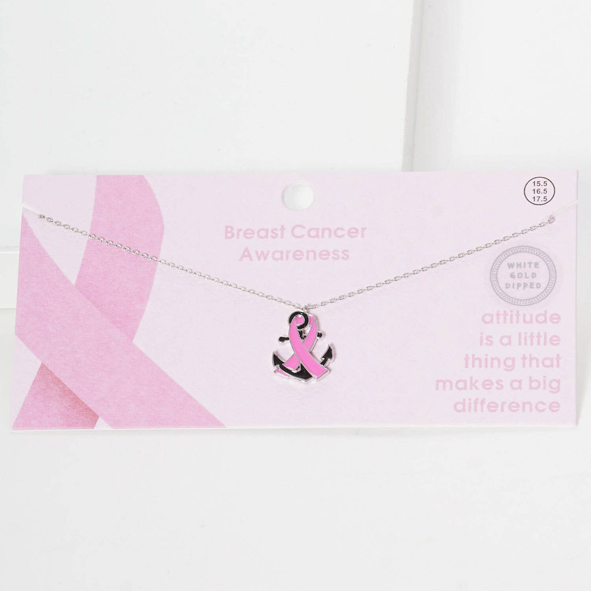 Breast Cancer Awareness Anchor Ribbon Necklace