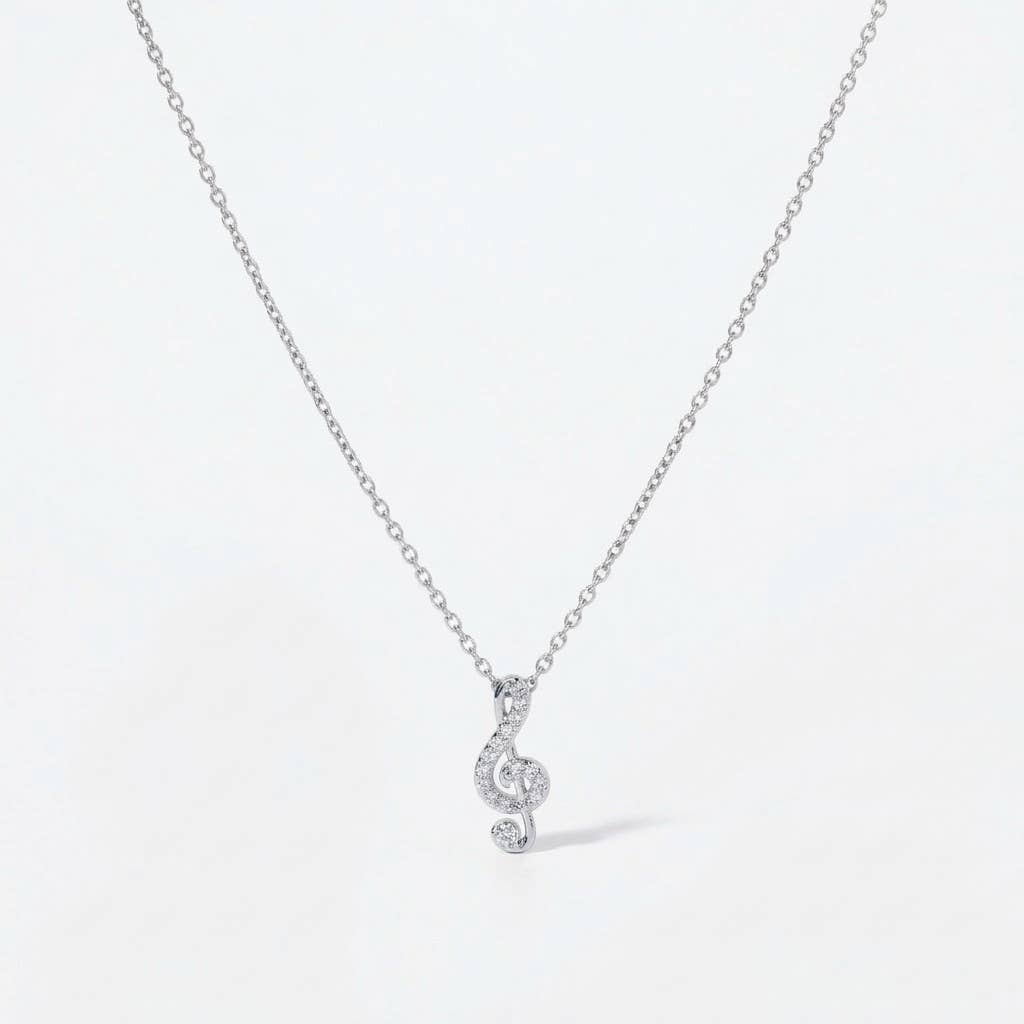 Crystal Treble Clef Pendant Necklace
