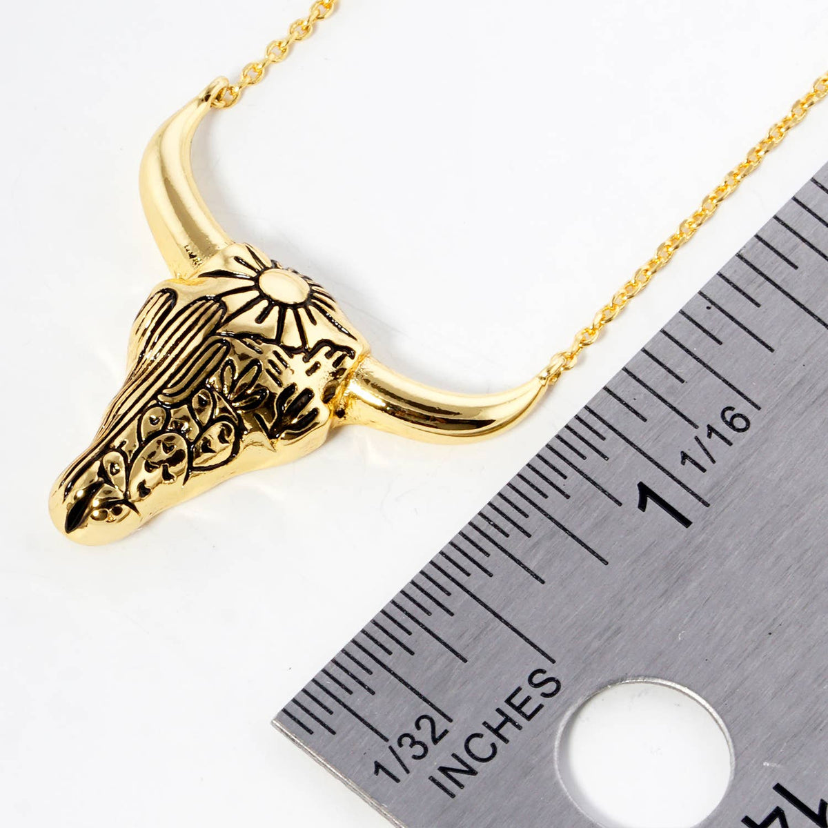 Western Bull Skull Pendant Necklace