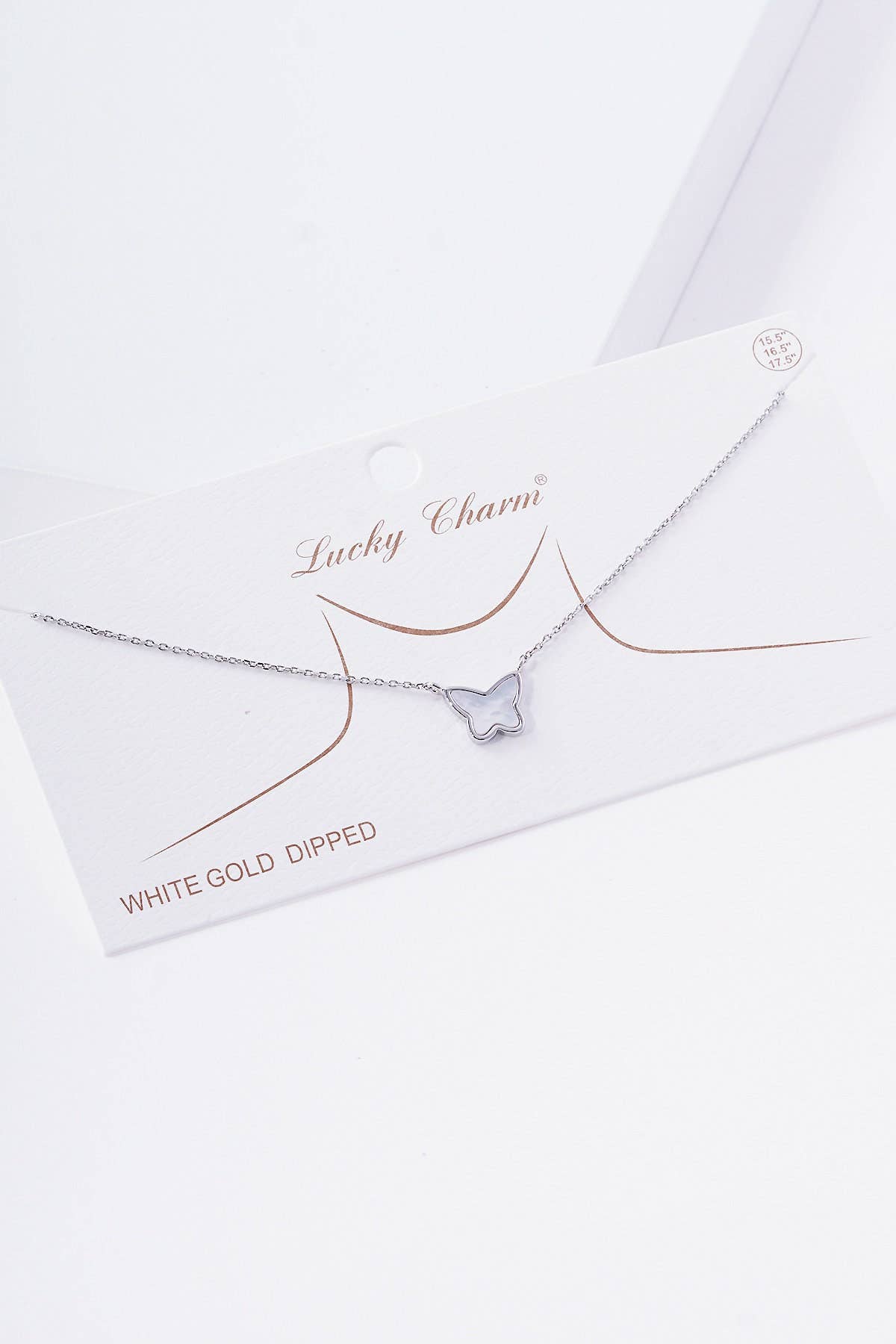 White Shelled Butterfly Pendant Necklace