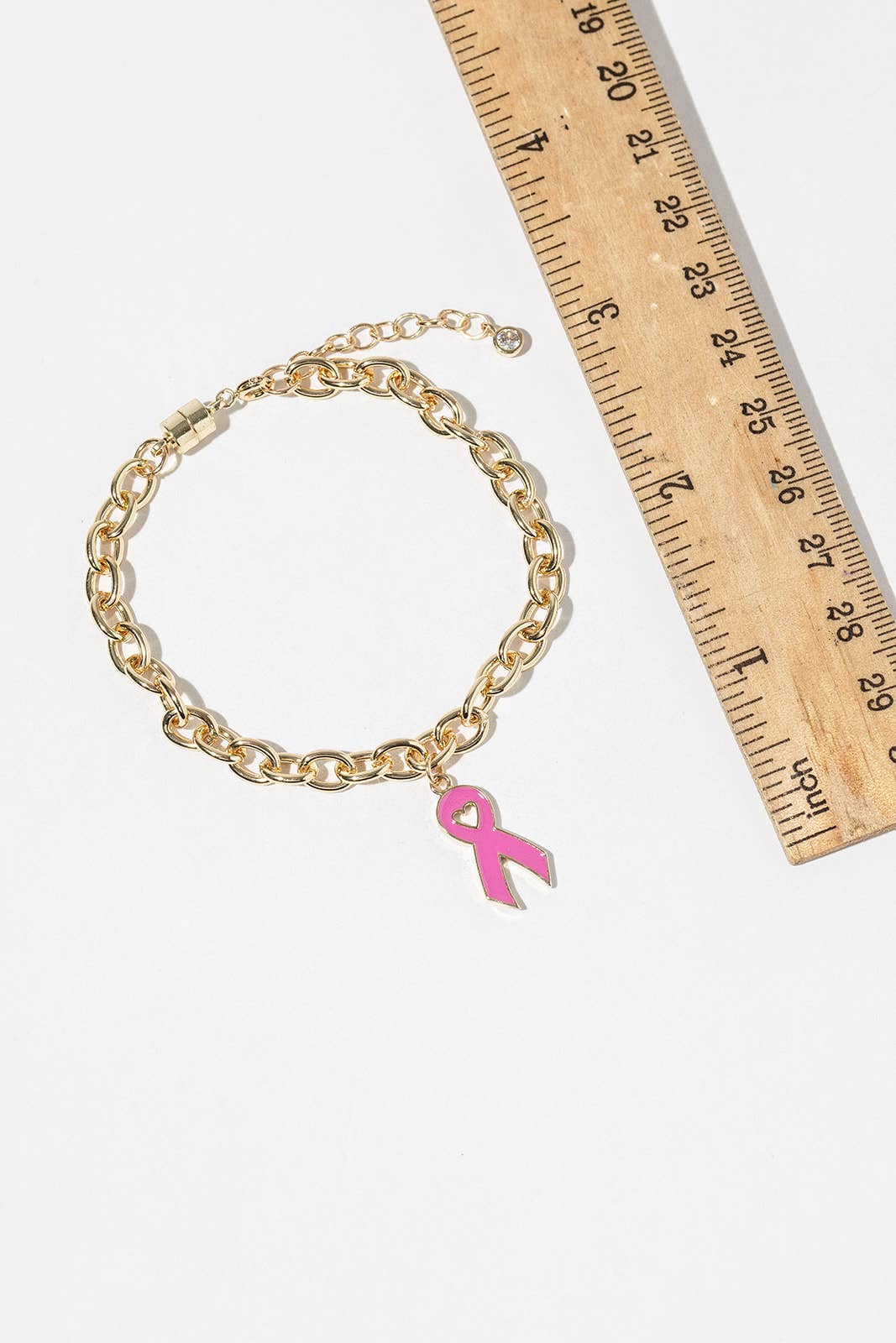 Pink Ribbon Breast Cancer Awareness Chain Bracelet