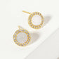 Pave CZ Frame with Mother-of-Pearl Stud Earrings
