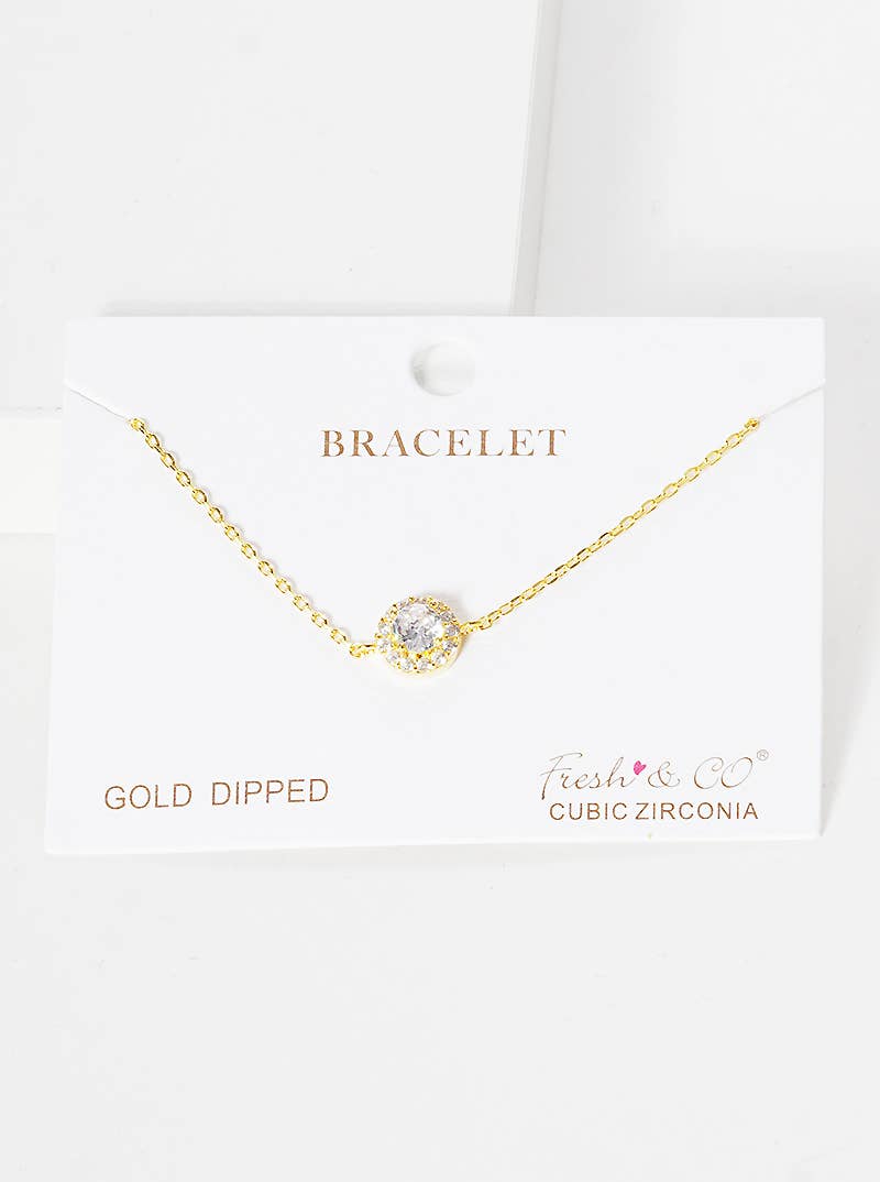 Cubic Zirconia Halo Chain Bracelet