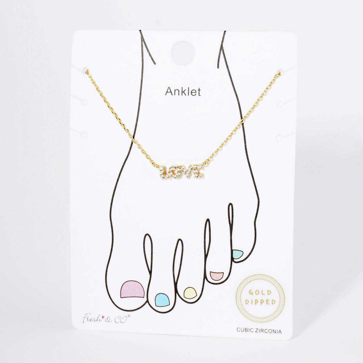 Dainty LOVE Letter Anklet with Pavé Cubic Zirconia