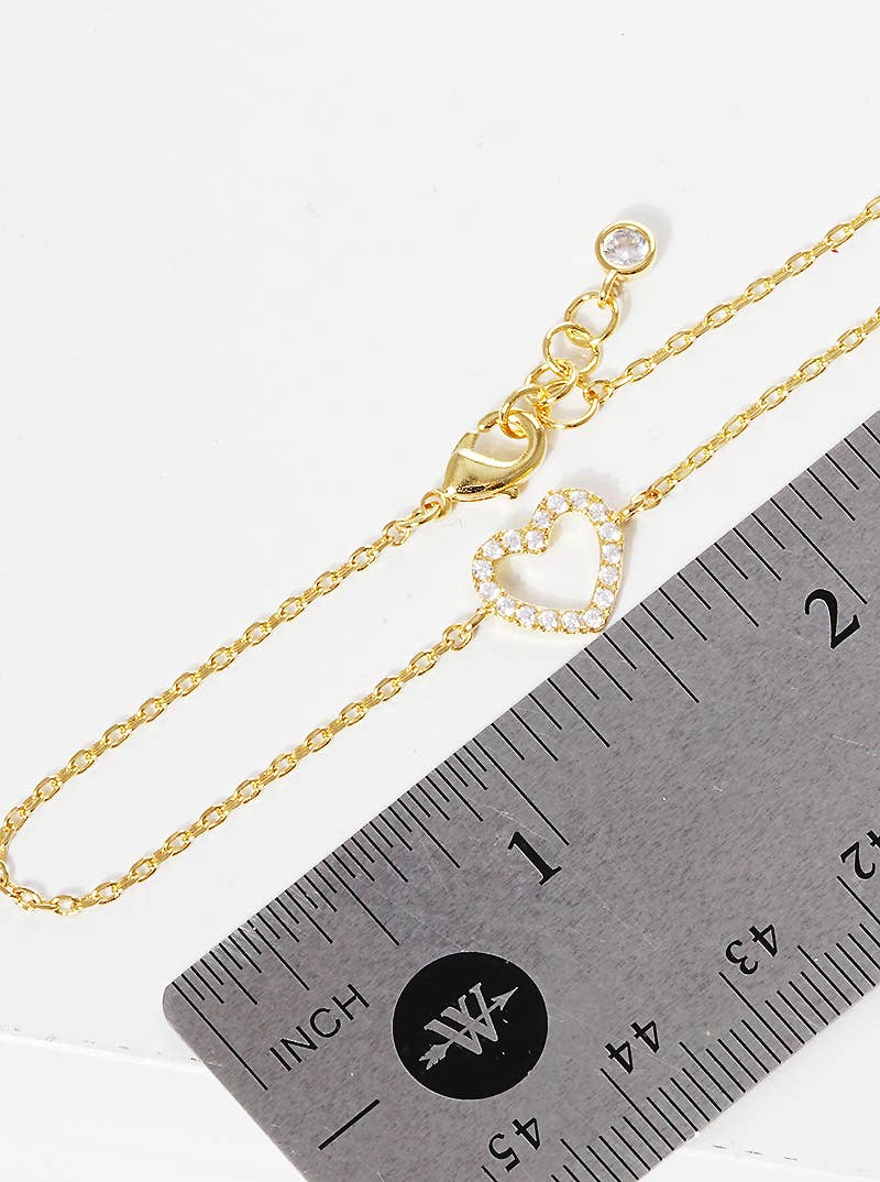 Dainty Pavé Heart Charm Bracelet
