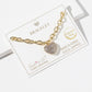 Pave Heart Charm Link Bracelet with Magnetic Clasp