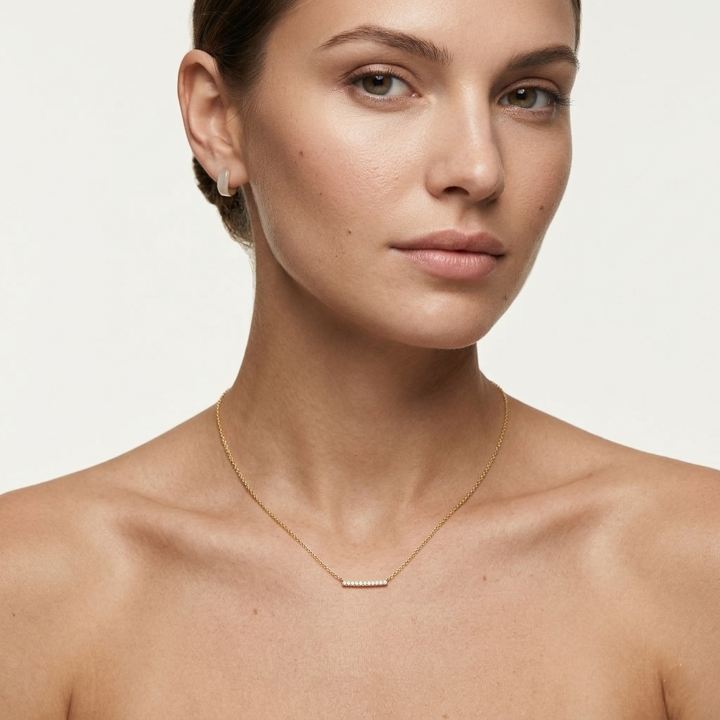 Dainty Pavé Bar Necklace