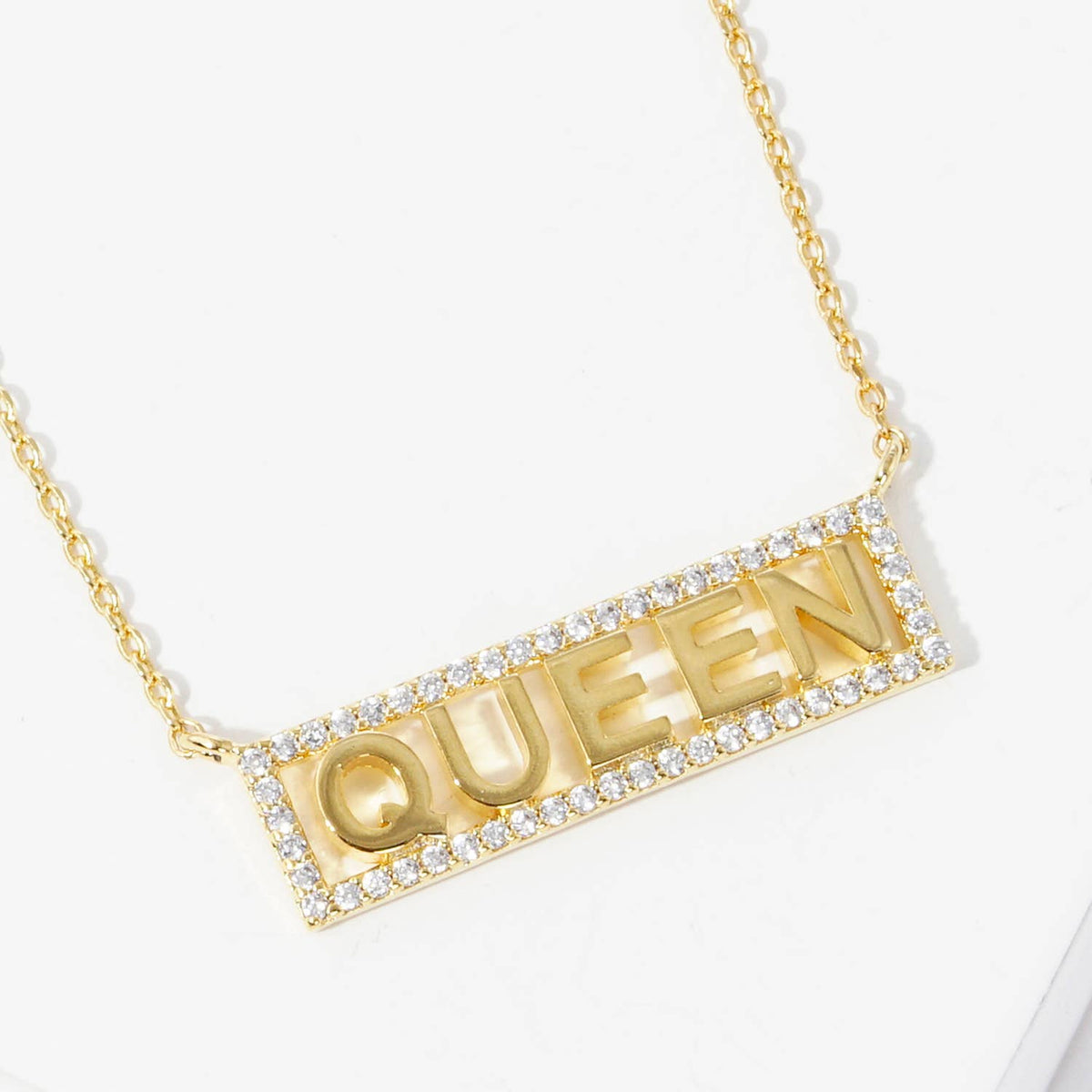 Gold Plated Queen Bar Necklace