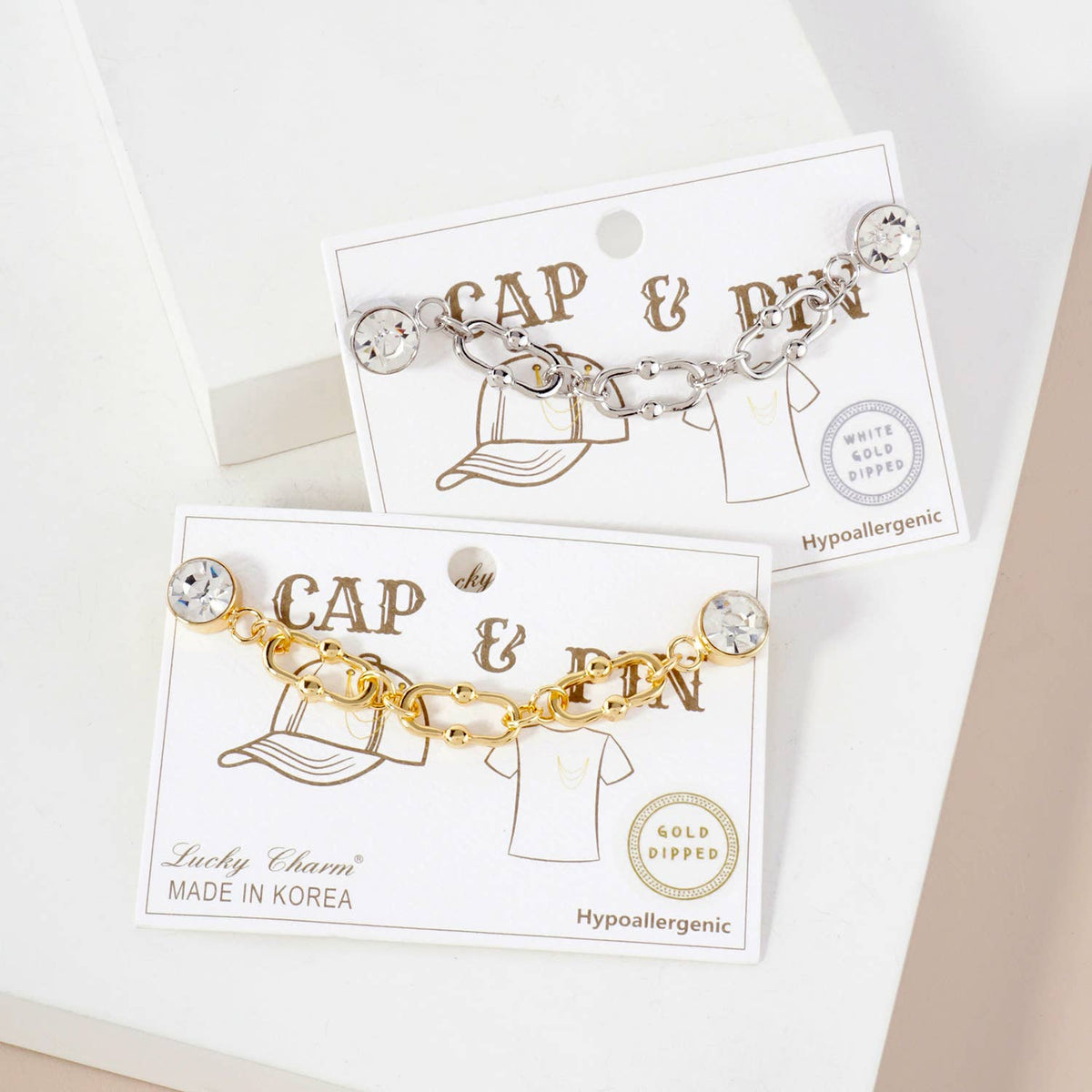 Lucky Charm Crystal Cap & Pin Chain Accessory