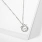 Center Pearl Point Pave-Set Circle Bow Pendant Necklace