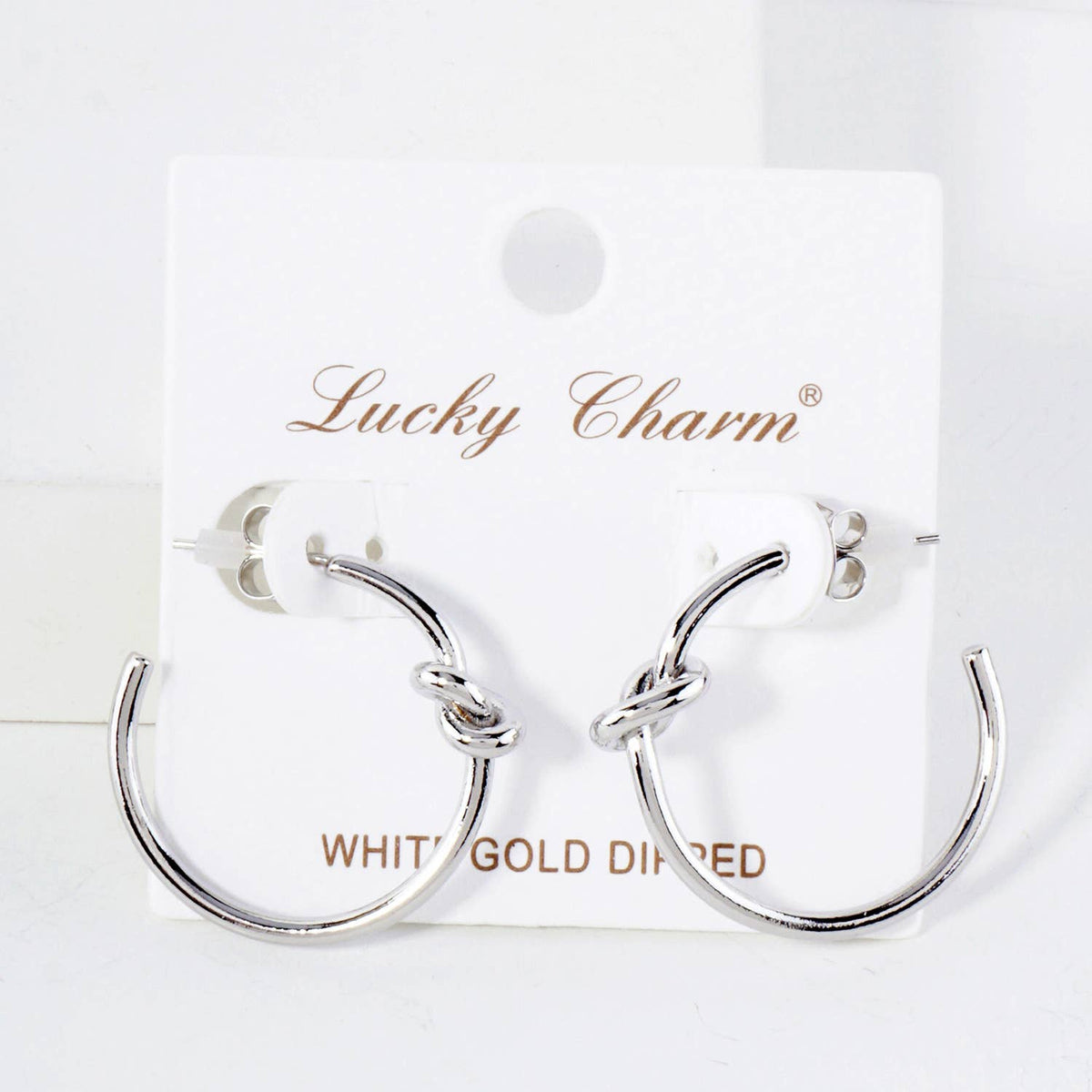 Polished Brass Delicate Knot Accent 25mm Hoop Earrings