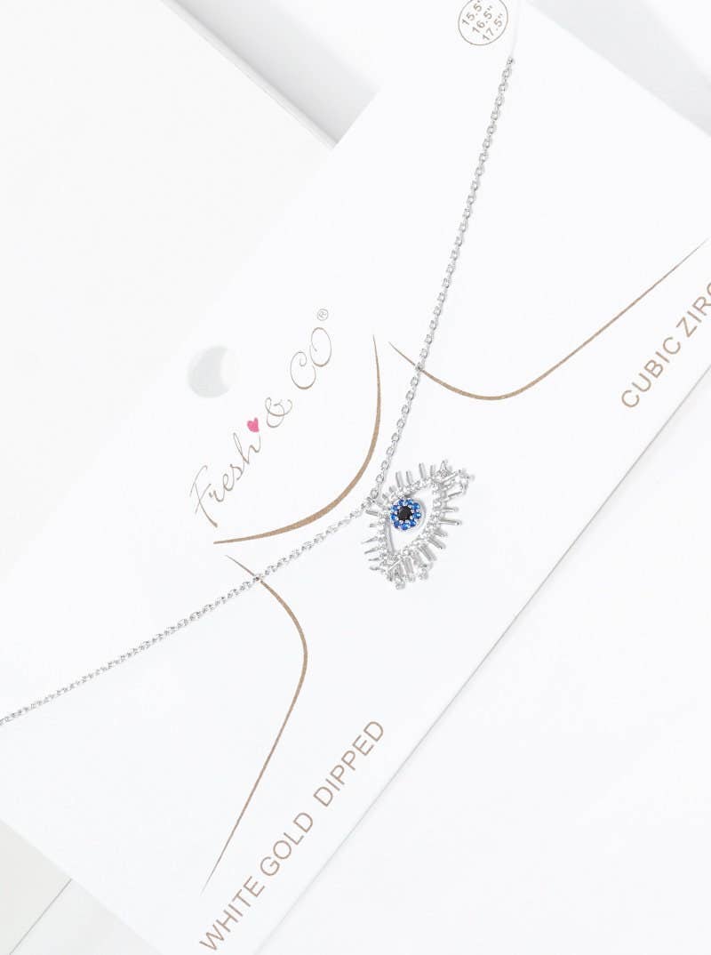Gold Blue Evil Eye Starburst Necklace