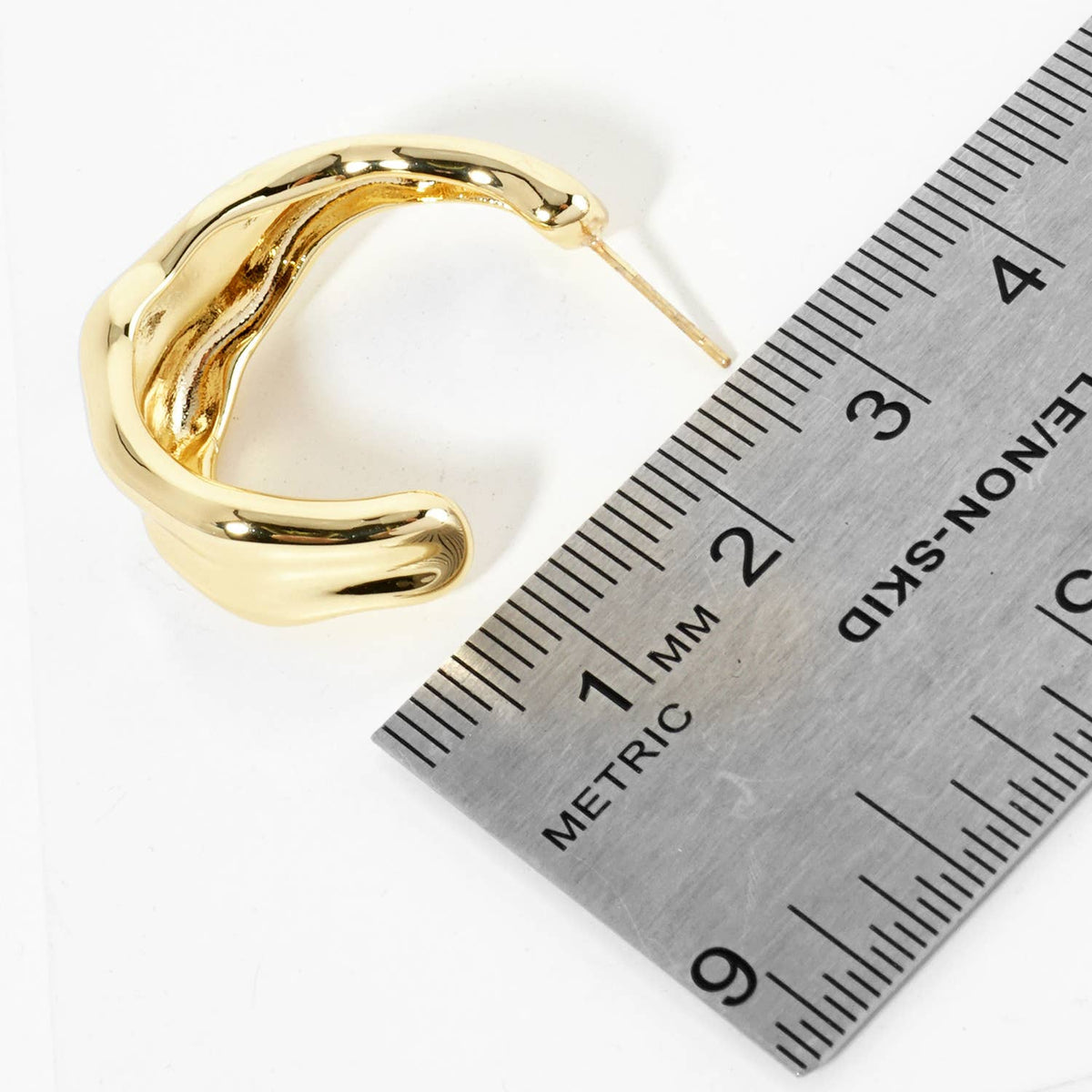 18K Gold Dipped Organically Shaped 30mm Open Hoop Earrings