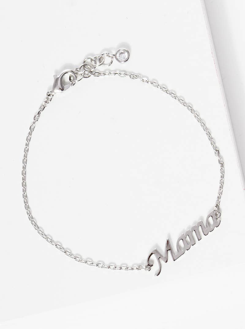 Minimalist Script "Mama" Charm Bracelet
