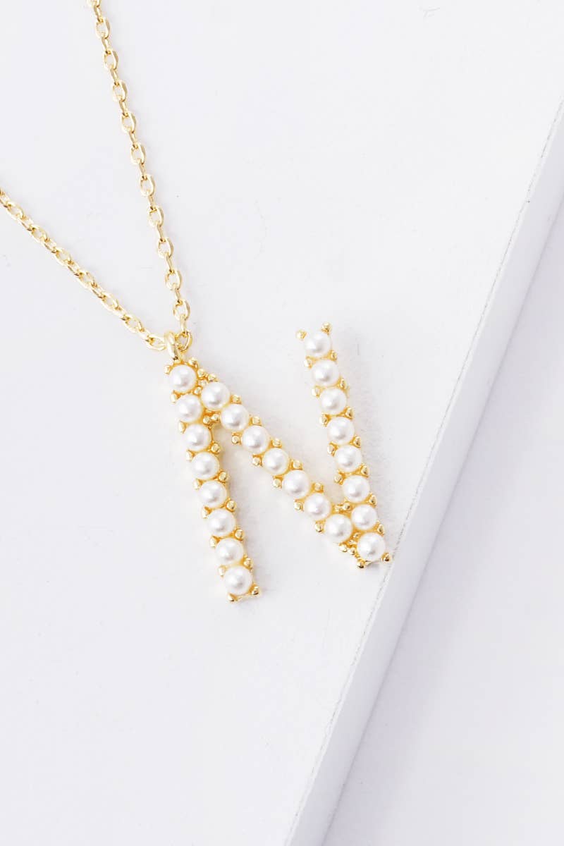 Gold Plated Pearl Initial Necklace