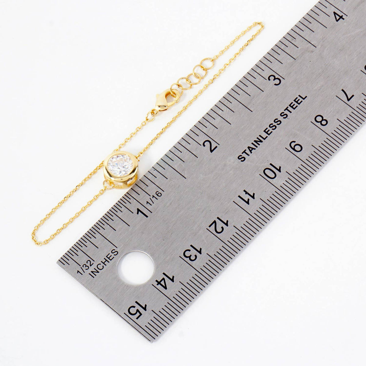 7mm CZ-Stone 18K-Gold-Dipped Chain Bracelet